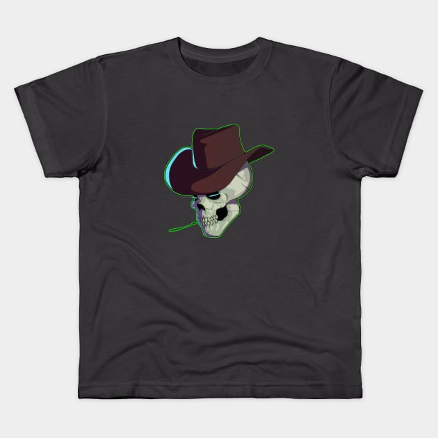 Cowboy Skull Kids T-Shirt by GabCastro